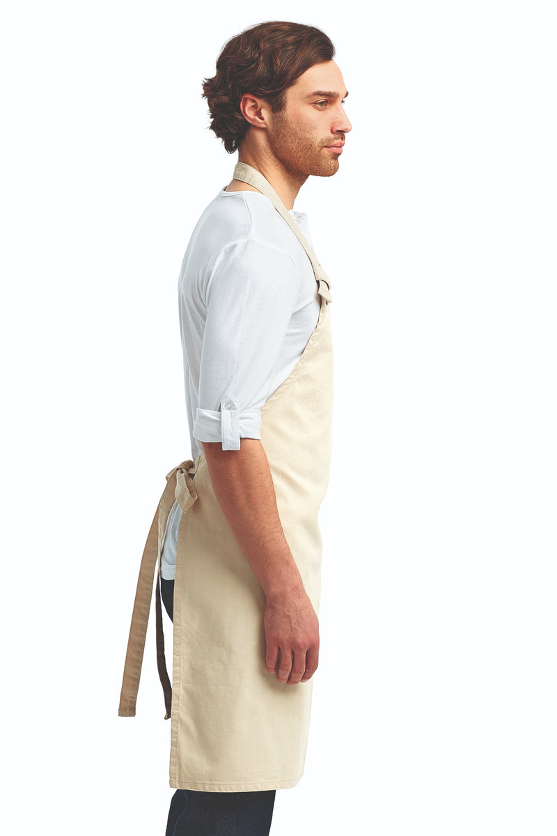 Natural "Calibre" Heavy Cotton Canvas Adjustable Bib Apron (No Pockets ...