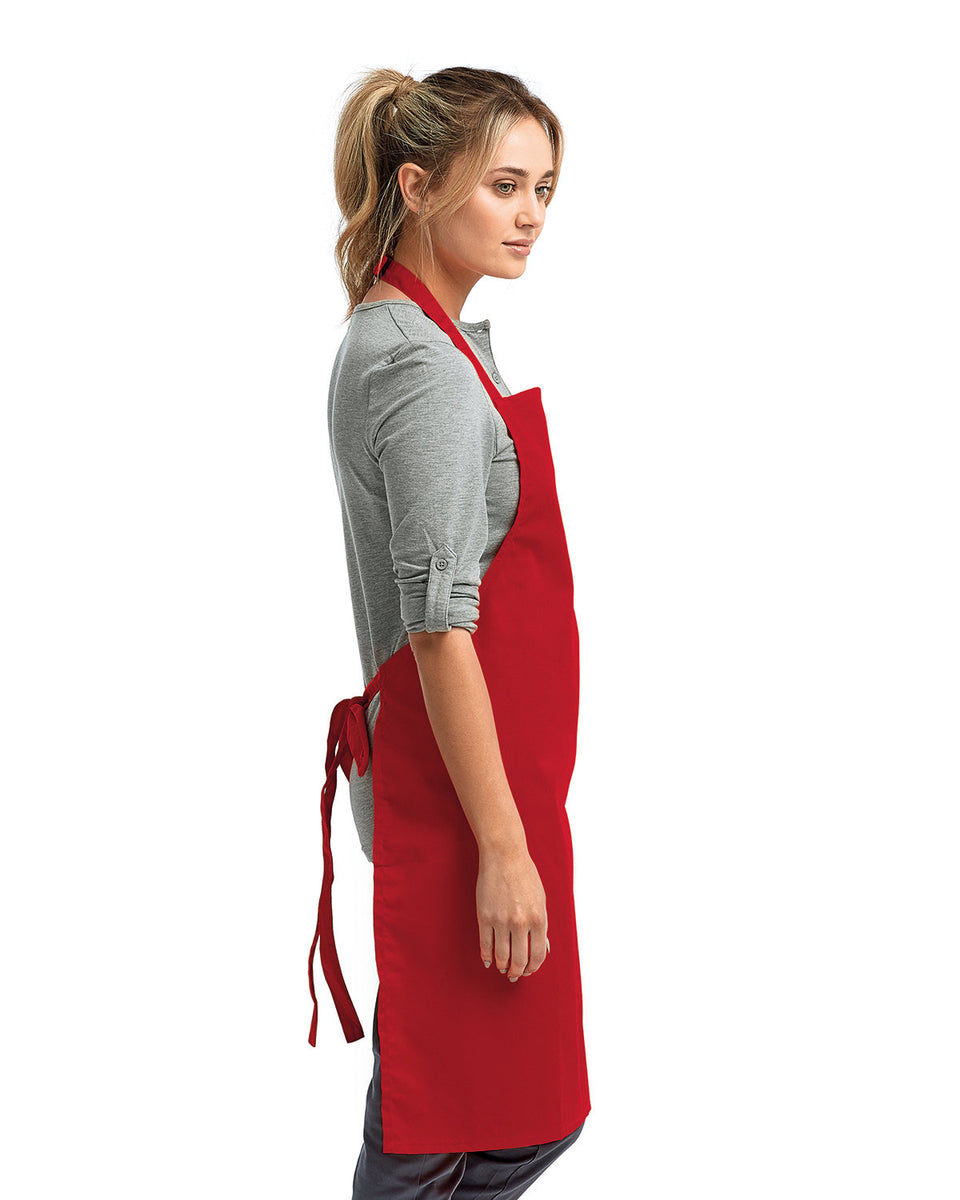 Red Sustainable Bib Apron (No Pockets) – ApronWarehouse