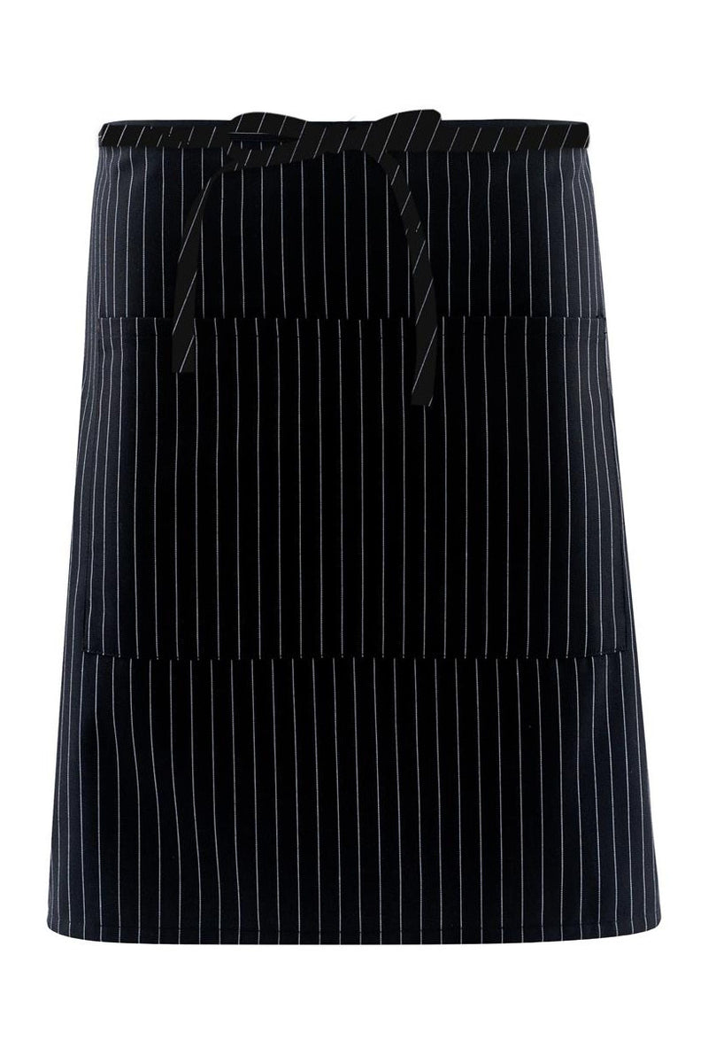 Black & White Pinstripe Half Bistro Apron (2 Pockets) – ApronWarehouse