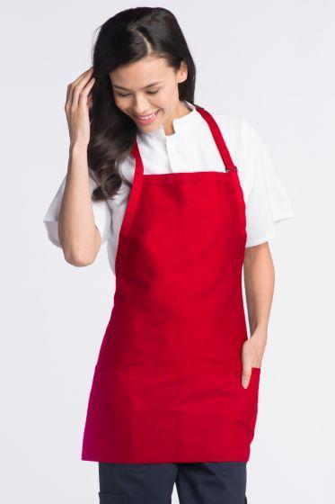 Red Bib Adjustable Apron (3 Pockets) – ApronWarehouse