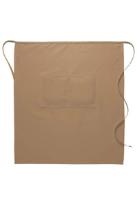 Khaki Deluxe Full Bistro Apron (Center Divided Pocket)