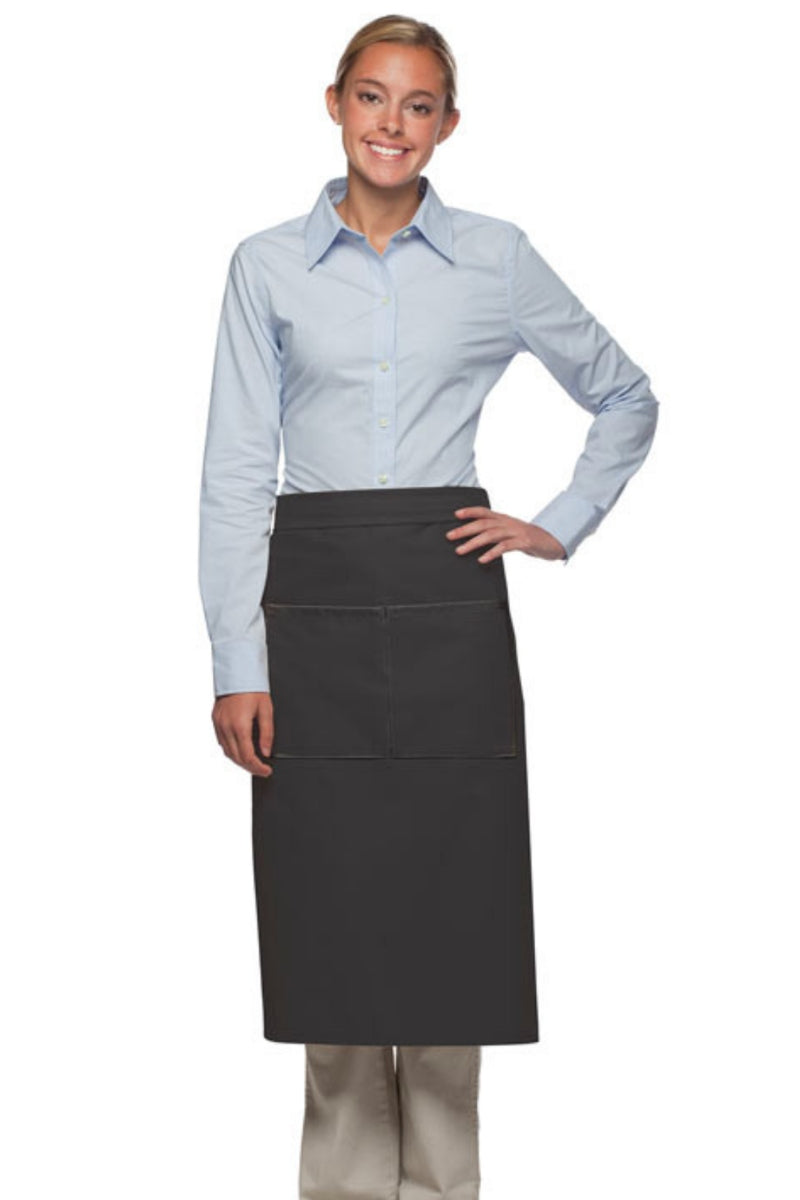 Charcoal Deluxe Full Bistro Apron (Center Divided Pocket)