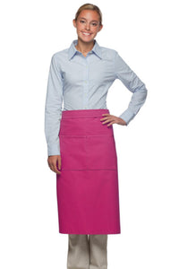 Hot Pink Deluxe Full Bistro Apron (Center Divided Pocket)