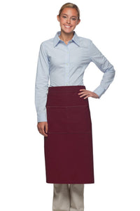 Maroon Deluxe Full Bistro Apron (Center Divided Pocket)