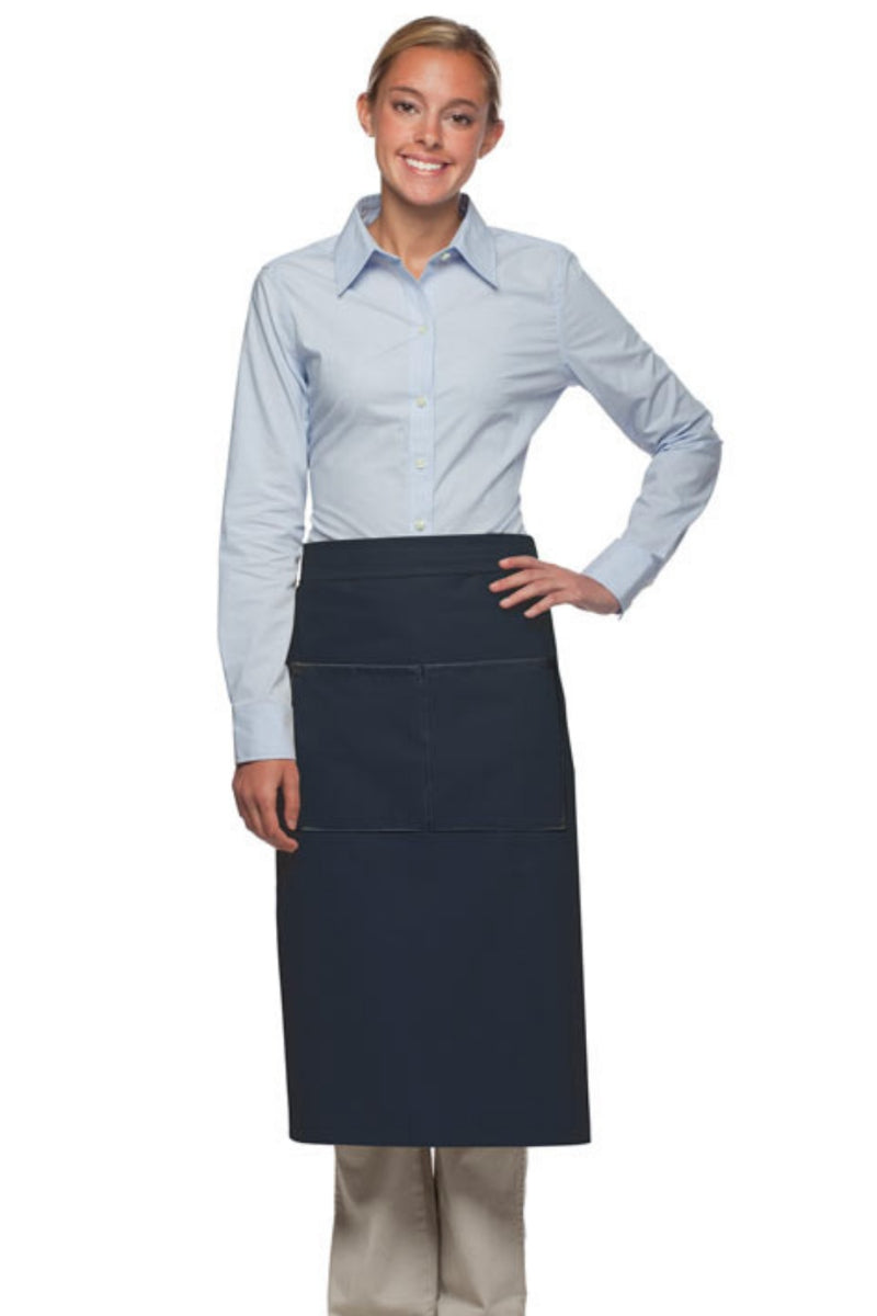 Navy Deluxe Full Bistro Apron (Center Divided Pocket)