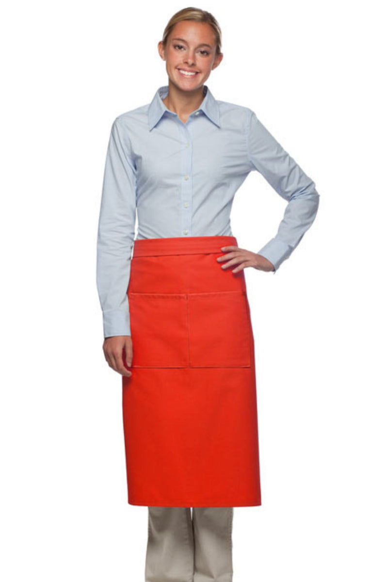 Orange Deluxe Full Bistro Apron (Center Divided Pocket)