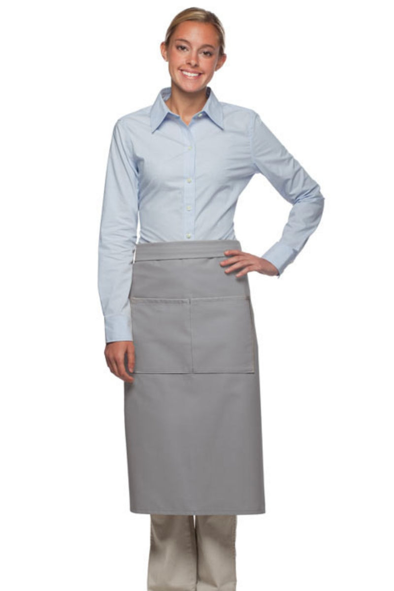 Silver Deluxe Full Bistro Apron (Center Divided Pocket)