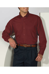 Men's Lightweight Long Sleeve Poplin Shirt - Burgundy