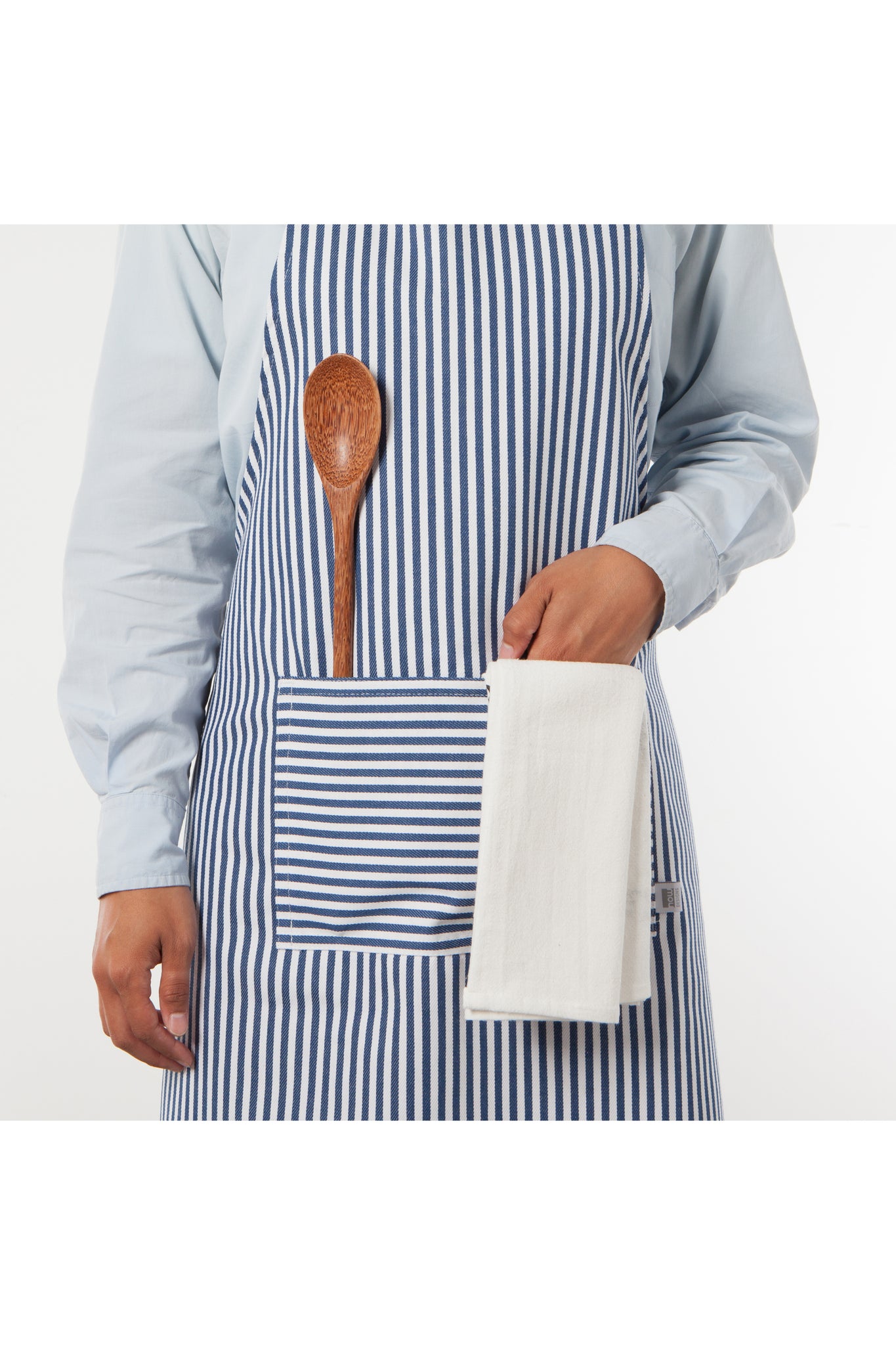 Tuxedo Pinstripe Unisex 2-Pocket V-Neck Printed Chef Apron, Cooking Wear
