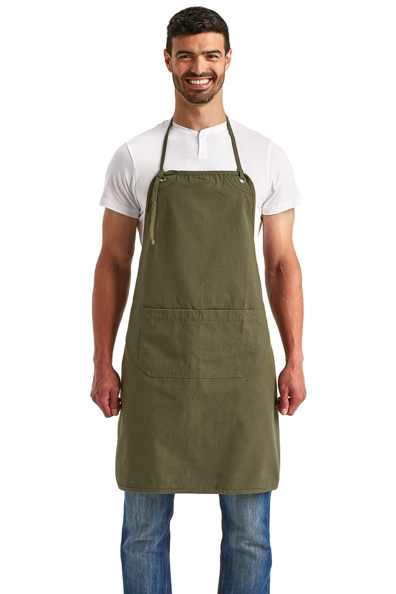 Artisan's Choice Olive Canvas Apron (Full Bib/Half Bistro)