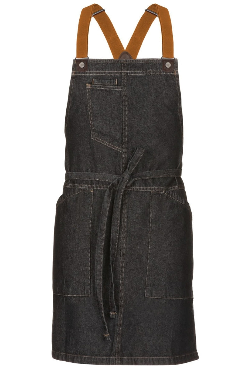 Berkeley Black Denim Short Bib Snap Apron