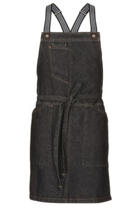 Berkeley Black Denim Short Bib Snap Apron