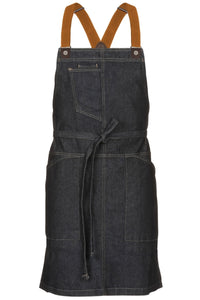 Berkeley Indigo Blue Denim Short Bib Snap Apron