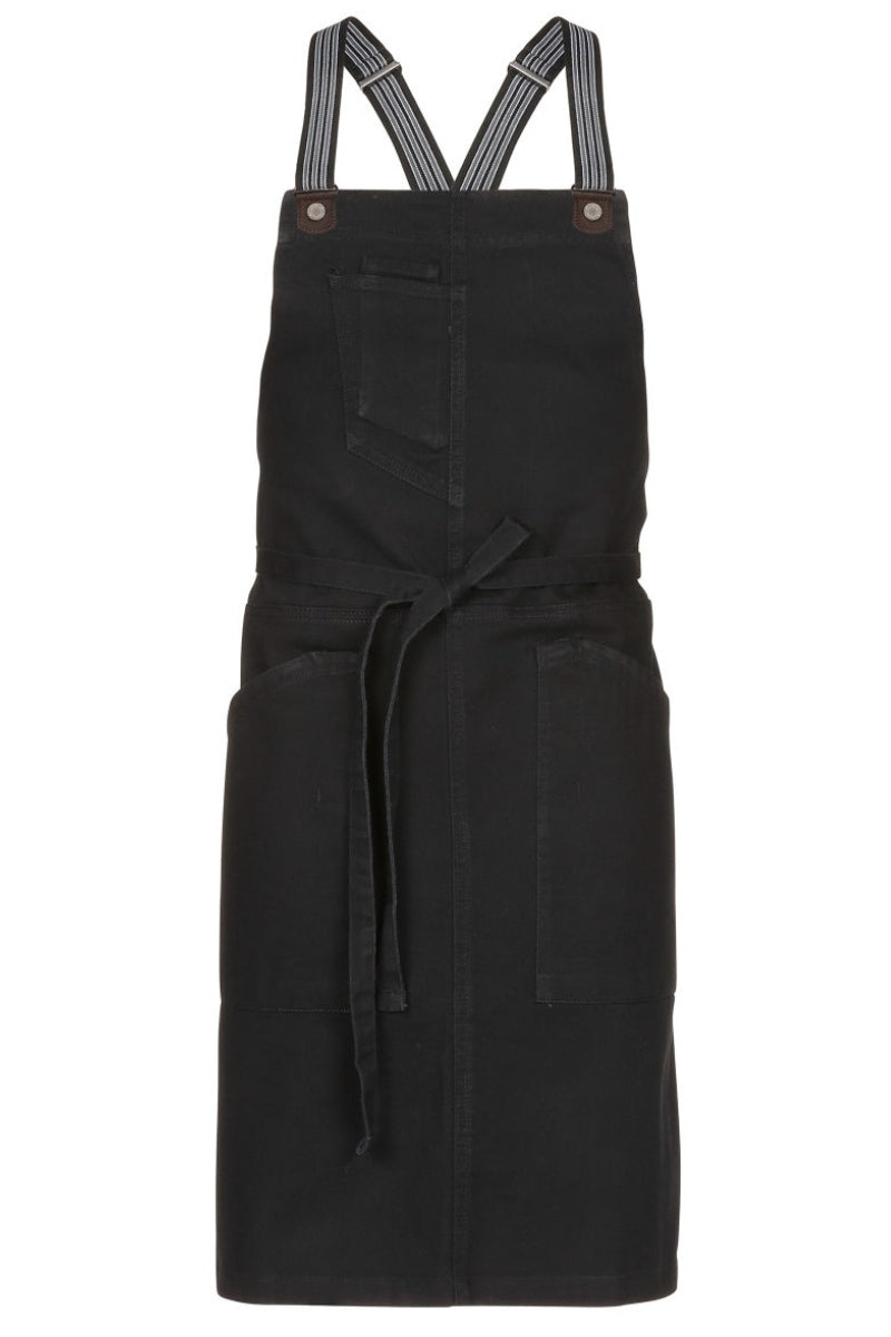 Berkeley Jet Black Denim Bib Snap Apron