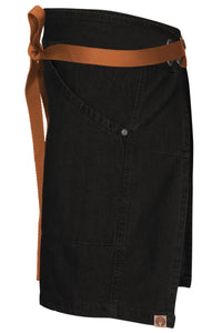 Berkeley Jet Black Denim Half Bistro Snap Apron