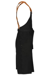 Berkeley Jet Black Denim Chef's Bib Snap Apron