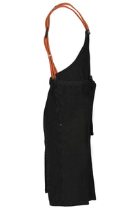 Berkeley Jet Black Denim Chef's Bib Snap Apron