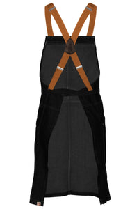 Berkeley Jet Black Denim Short Bib Snap Apron