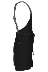 Berkeley Jet Black Denim Short Bib Snap Apron