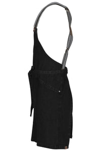 Berkeley Jet Black Denim Short Bib Snap Apron