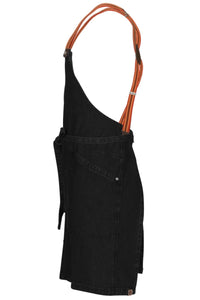 Berkeley Jet Black Denim Short Bib Snap Apron