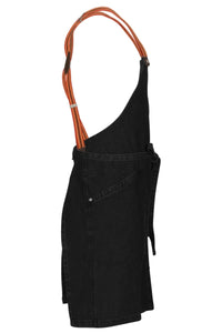 Berkeley Jet Black Denim Short Bib Snap Apron