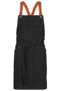 Berkeley Jet Black Denim Short Bib Snap Apron