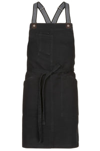 Berkeley Jet Black Denim Short Bib Snap Apron