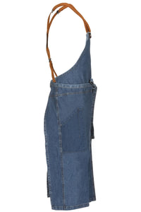 Berkeley Medium Blue Denim Chef's Bib Snap Apron