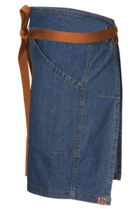 Berkeley Medium Blue Denim Half Bistro Snap Apron