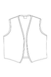 Silver No Buttons Unisex Vest with No Pockets