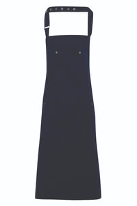 Navy Cotton Chino Adjustable Bib Apron (3 Pocket)