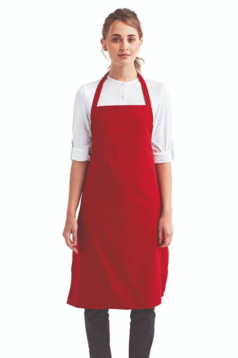 Red Organic Cotton Bib Apron (No Pockets)