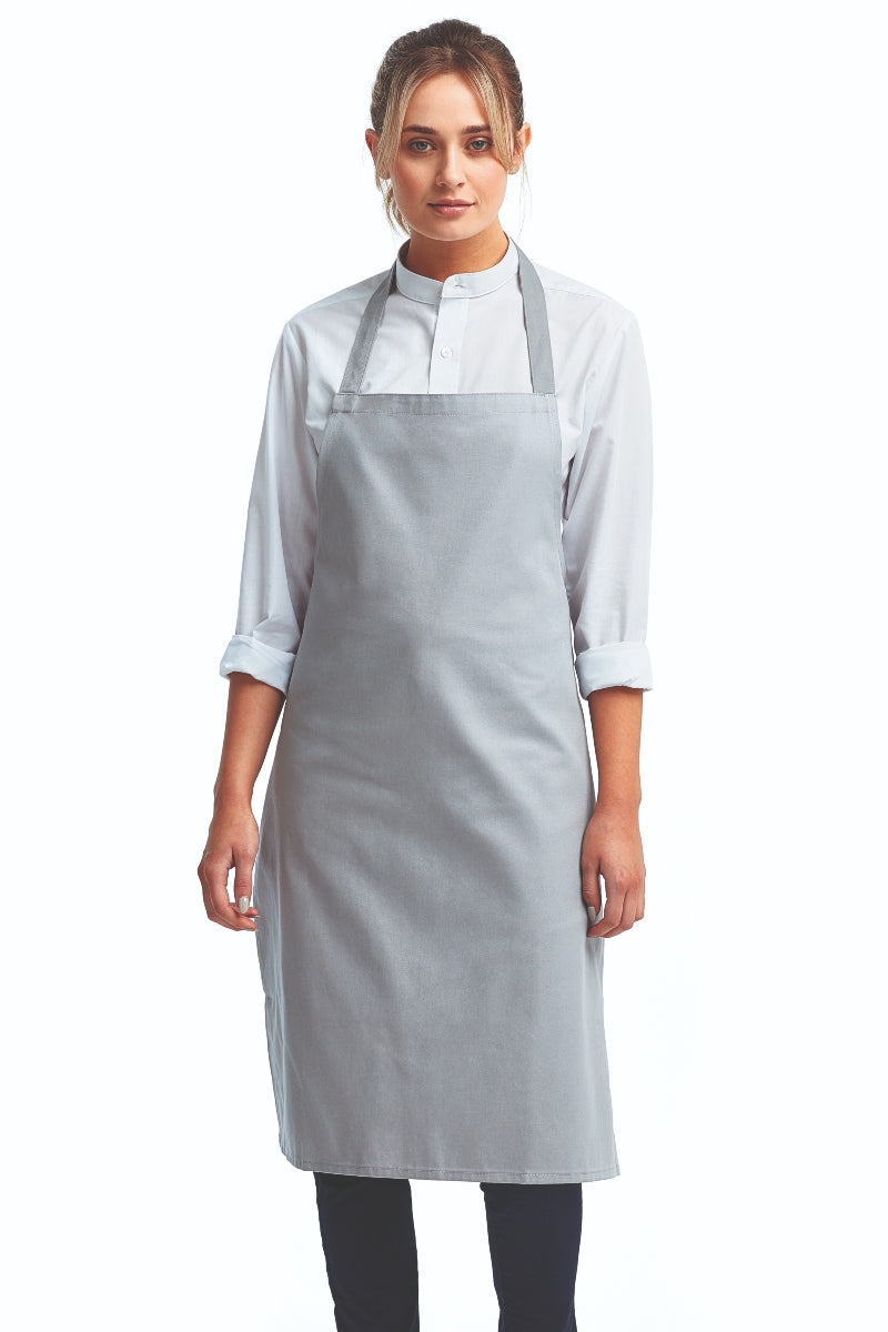 Silver Organic Cotton Bib Apron (No Pockets)