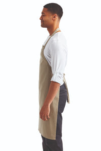 Khaki Organic Cotton Bib Apron (No Pockets)