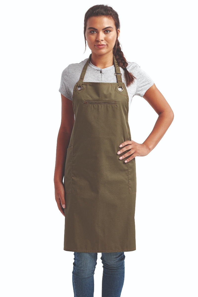 Olive ‘Barley’ Sustainable Bib Apron (3 Pockets)