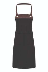 Black/Brown Espresso Adjustable Bib Apron (2 Pockets)