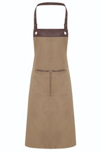 Khaki/Brown Espresso Adjustable Bib Apron (2 Pockets)