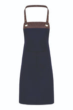 Navy/Brown Espresso Adjustable Bib Apron (2 Pockets)