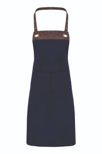 Navy/Brown Espresso Adjustable Bib Apron (2 Pockets)