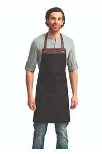 Black/Brown Espresso Adjustable Bib Apron (2 Pockets)