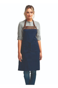 Navy/Brown Espresso Adjustable Bib Apron (2 Pockets)