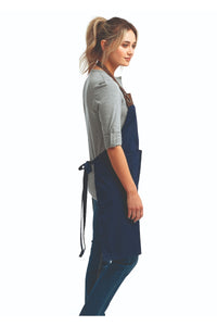 Navy/Brown Espresso Adjustable Bib Apron (2 Pockets)