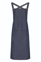 Indigo Denim Cross Back 'Barista' Bib Adjustable Apron (1 Pocket w/ Pen Slot)