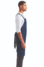 Indigo Denim Cross Back 'Barista' Bib Adjustable Apron (1 Pocket w/ Pen Slot)