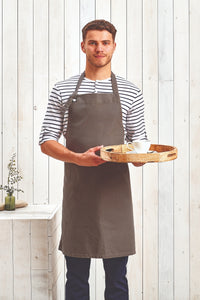 Khaki"Calibre" Heavy Cotton Canvas Adjustable Bib Apron (No Pockets)