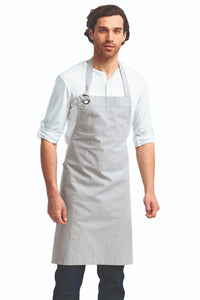 Silver "Calibre" Heavy Cotton Canvas Adjustable Bib Apron (No Pockets)