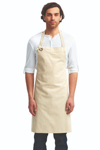 Natural "Calibre" Heavy Cotton Canvas Adjustable Bib Apron (No Pockets)