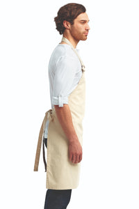 Natural "Calibre" Heavy Cotton Canvas Adjustable Bib Apron (No Pockets)