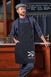 Navy Cotton Chino Adjustable Bib Apron (3 Pocket)